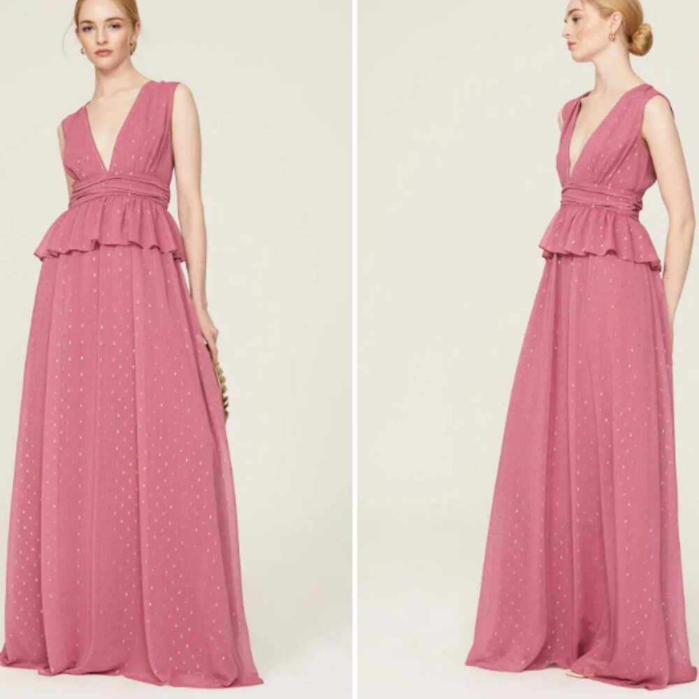 LDT Pink Peplum Waist Gown, US 8